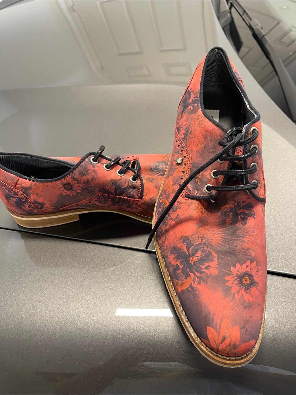 Steve Madden Red Floral Lace-Up Oxfords